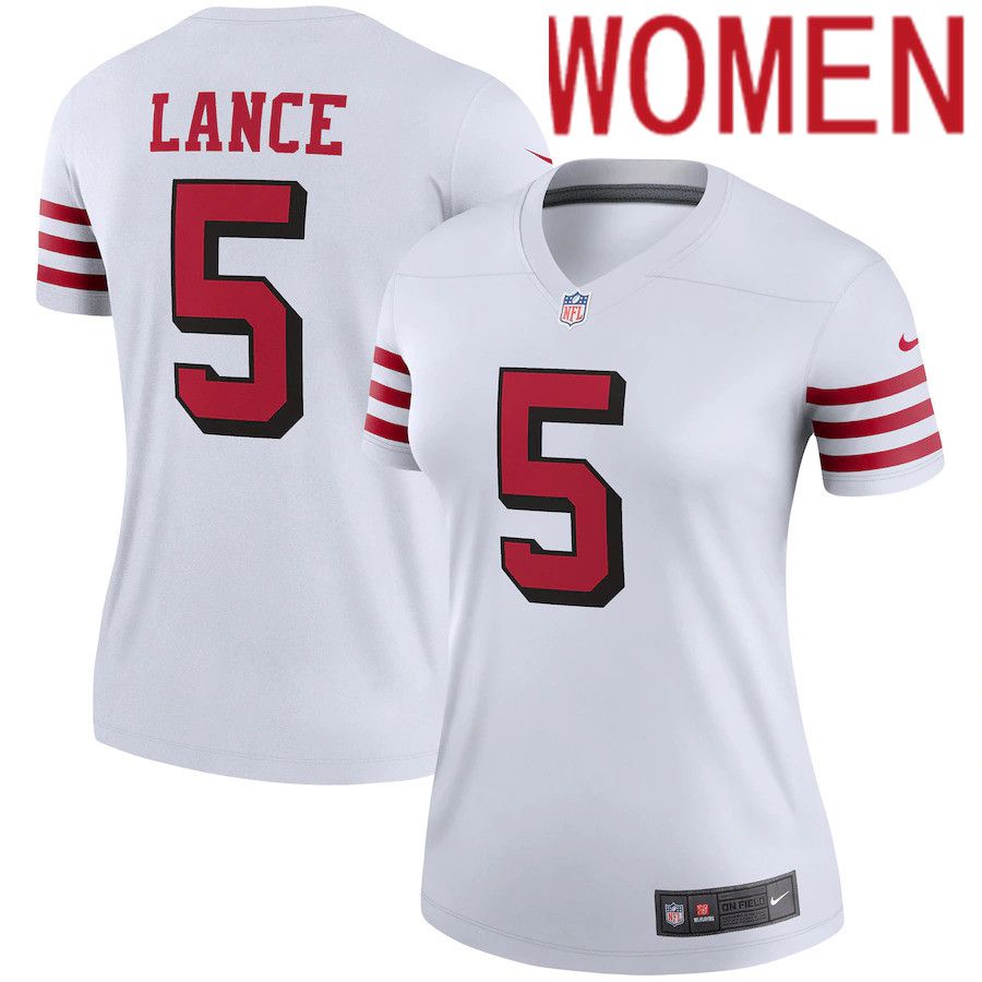 Women San Francisco 49ers #5 Trey Lance Nike White Alternate Legend NFL Jersey